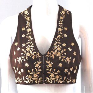 Moschino Silk Embroidered Cropped Top With Design On The Back - Italy